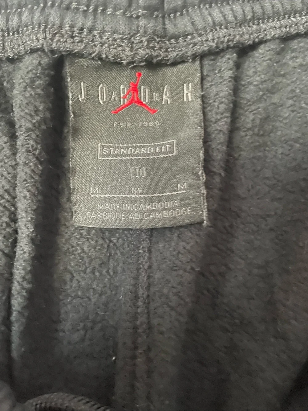 Jordan Air Vintage Sweatpants Black Fleece Joggers with White Jumpman